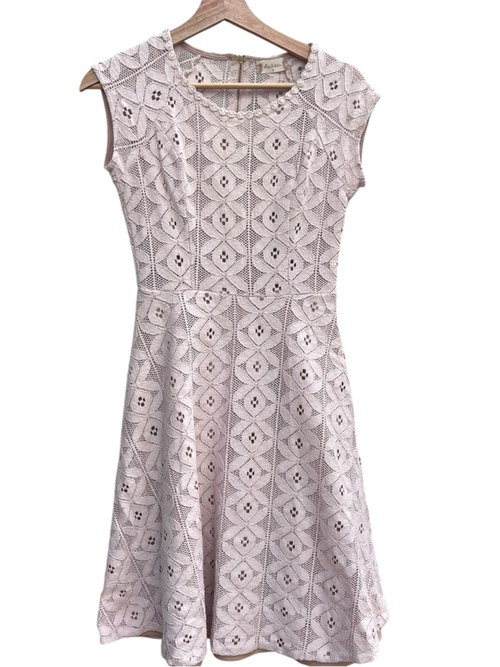 Altar’d State Lace Fit & Flare Dress in Light Pink Small S